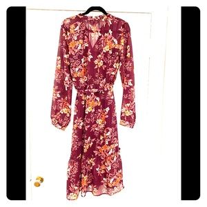 Lulu’s Maroon floral dress, long sleeve